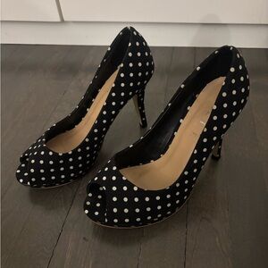 Polka Dot Peep Toe Heels